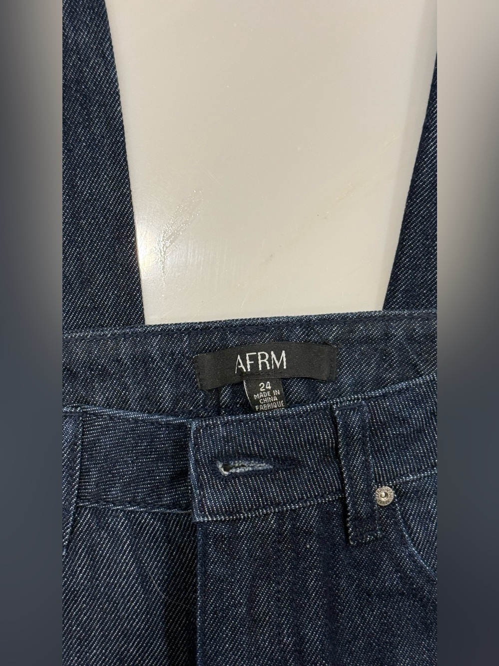 AFRM Dark Indigo Wide-Leg Jeans with Cuffed Hem - Picture 5 of 5
